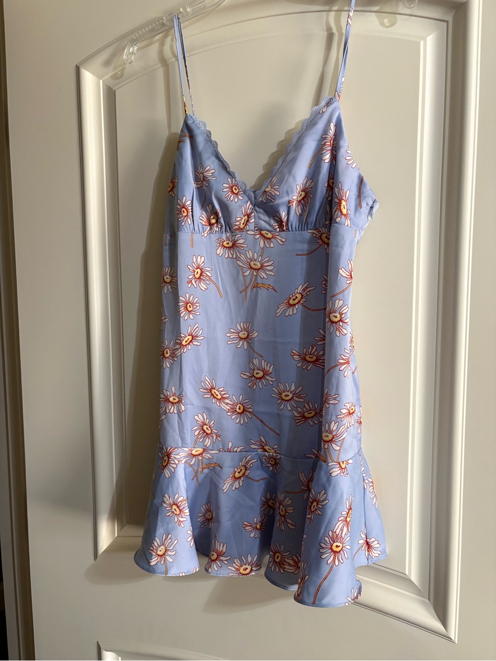 Urban Outfitters Light Blue Floral Slip Dress with Pink & Yellow Daisies